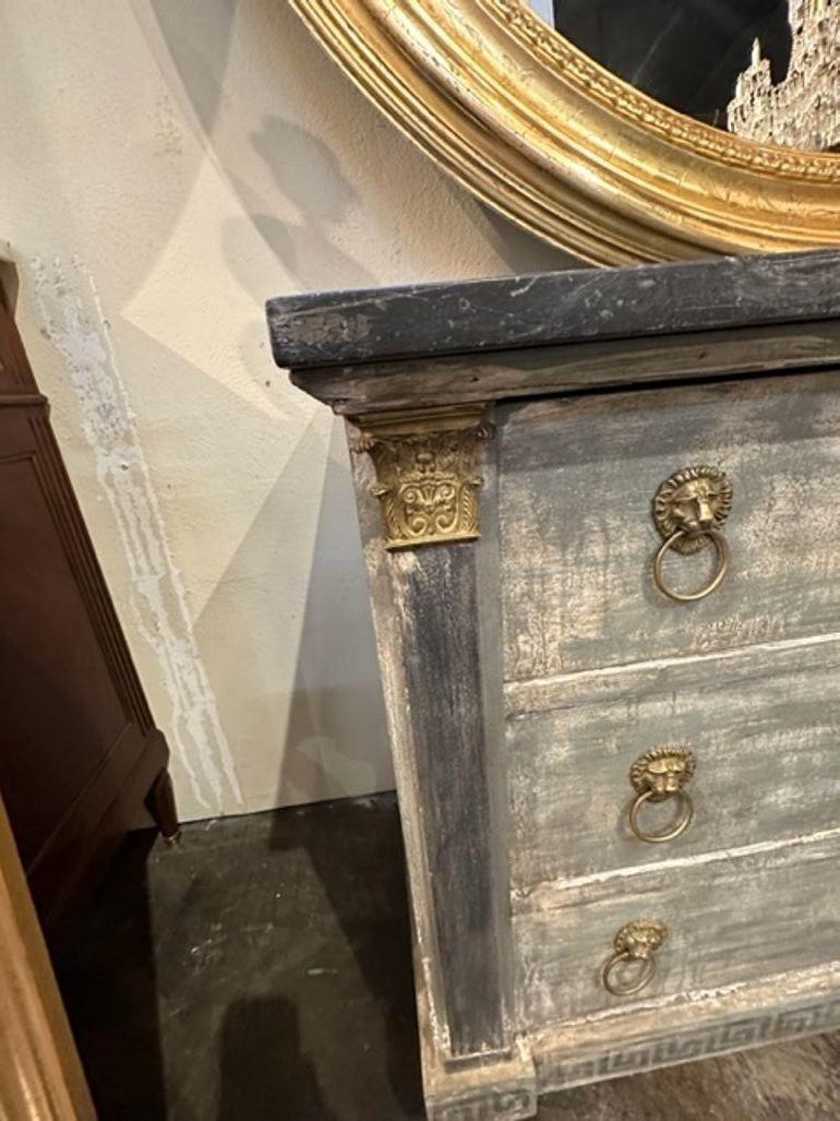 19th Century French Empire Painted Commode with Marble For Sale 1