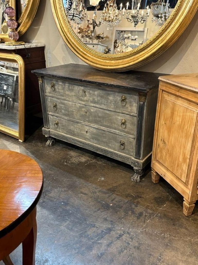 19th Century French Empire Painted Commode with Marble For Sale 4