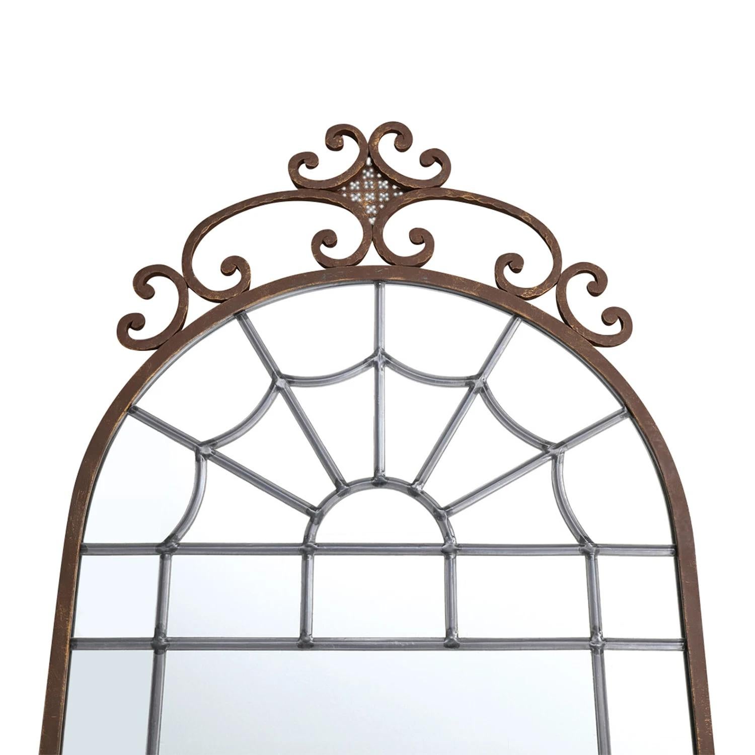 Hand-Crafted 19th Century French Empire Pair of Metal Wall Glass Mirrors, Parisian Décor For Sale