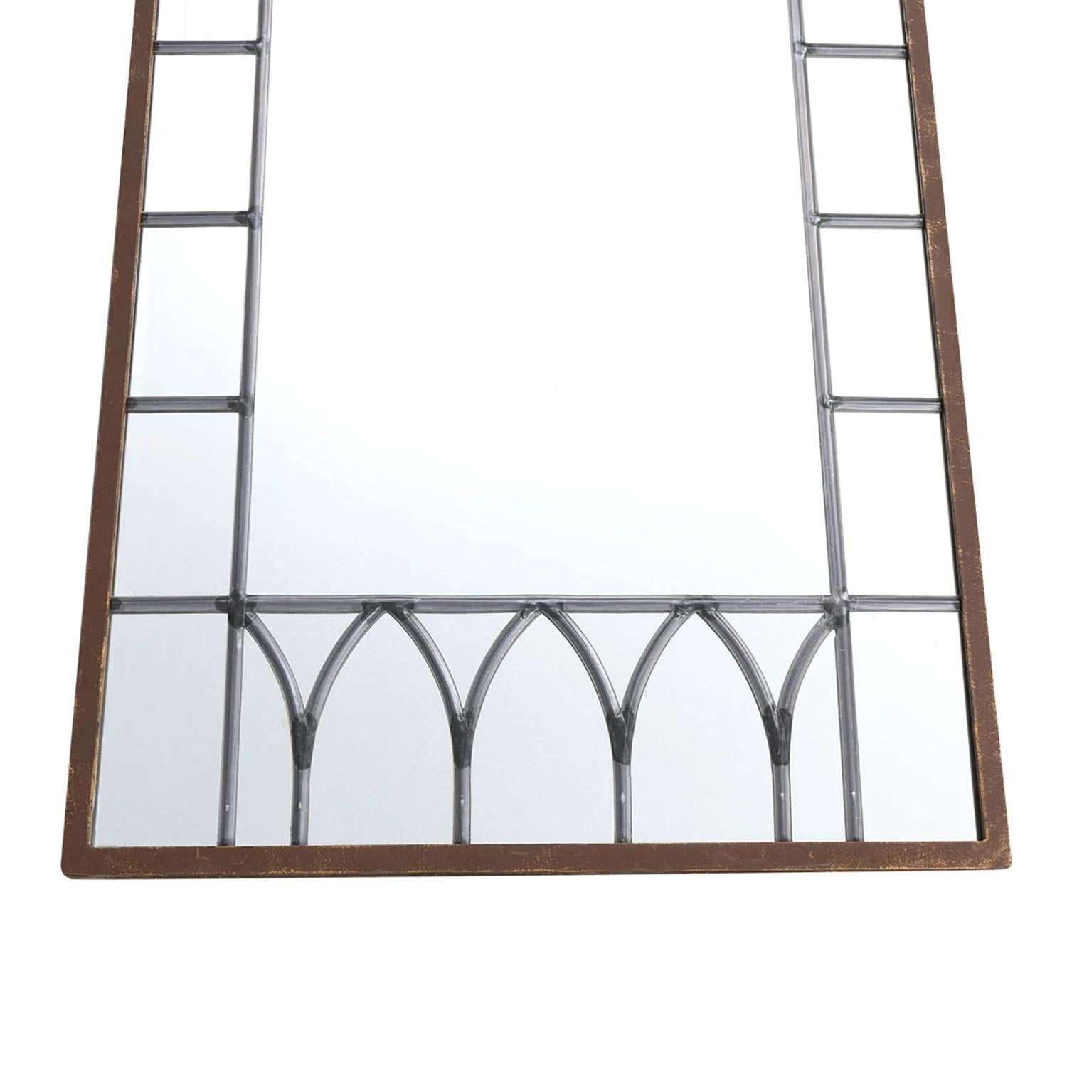 19th Century French Empire Pair of Metal Wall Glass Mirrors, Parisian Décor In Good Condition For Sale In West Palm Beach, FL