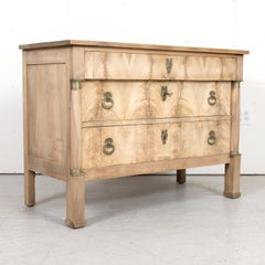 19th Century French Empire Period Bleached Walnut Commode with Bookmatched Front