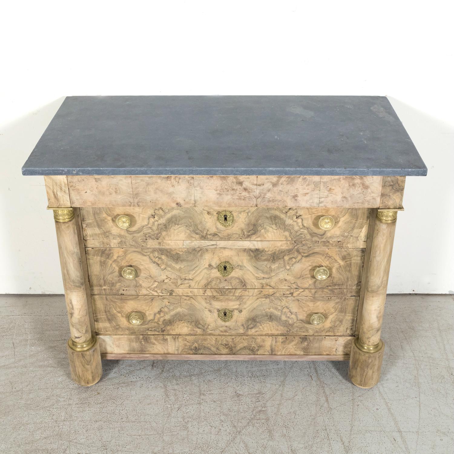 Early 19th Century 19th Century French Empire Period Bleached Walnut Commode with Marble Top  For Sale