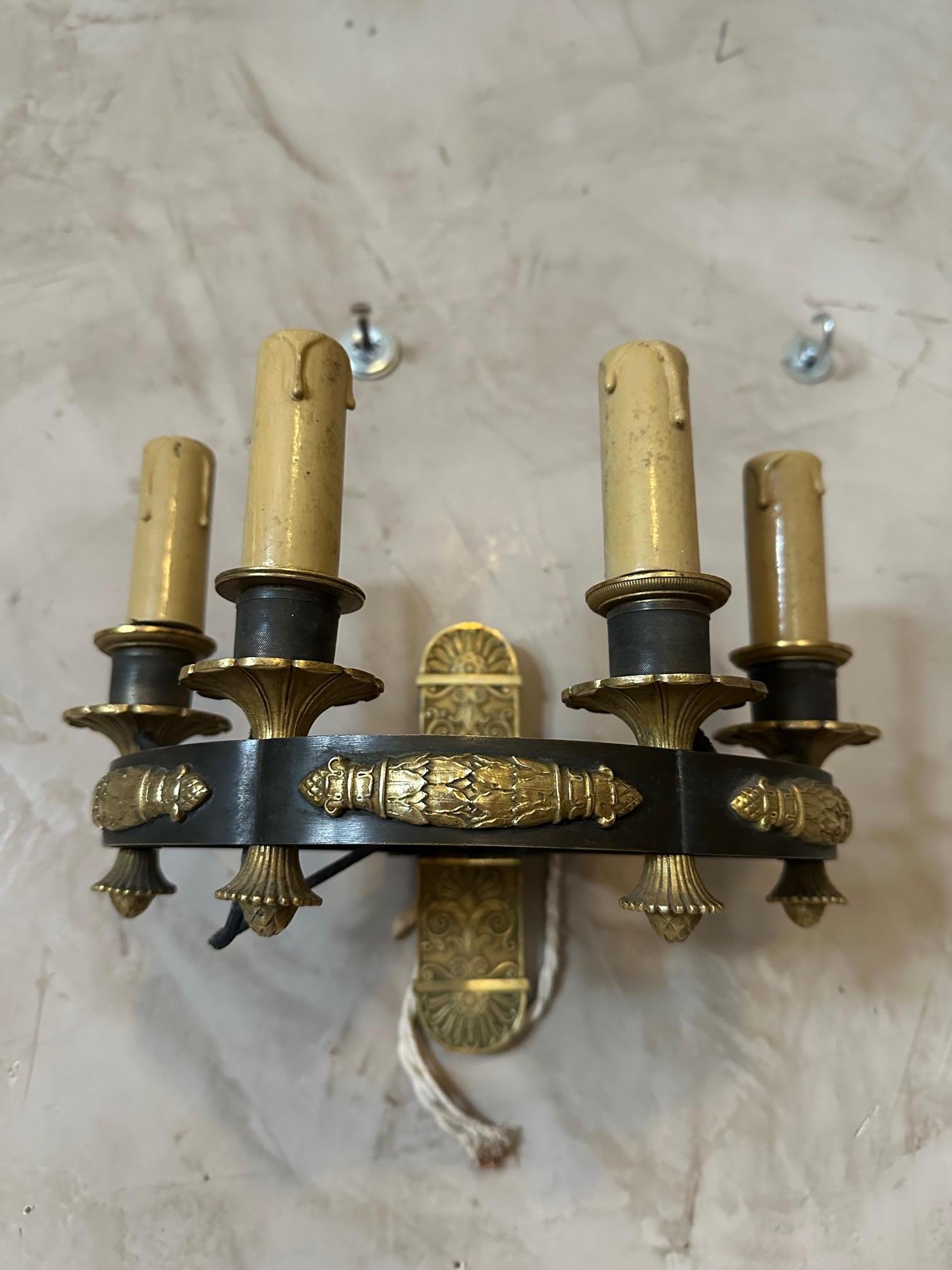 19th century French Empire Period Bronze Wall Light  In Good Condition In LEGNY, FR