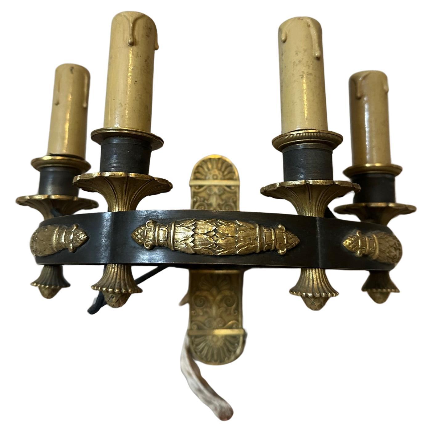 19th century French Empire Period Bronze Wall Light 