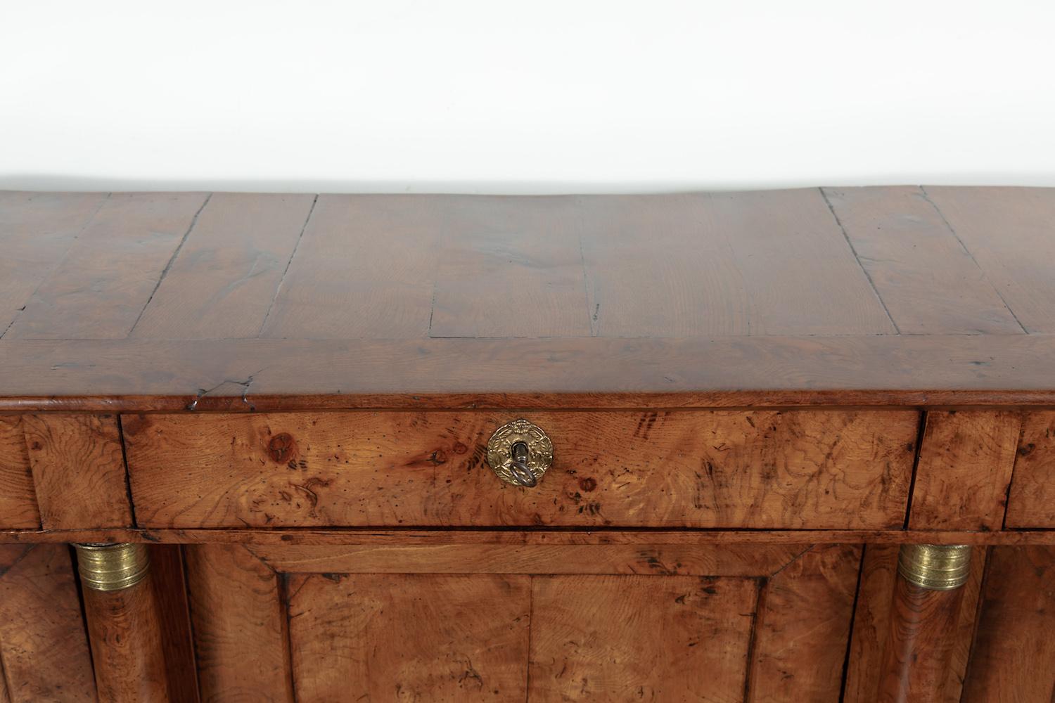 19th Century French Empire Period Burled Chestnut Enfilade Buffet 4