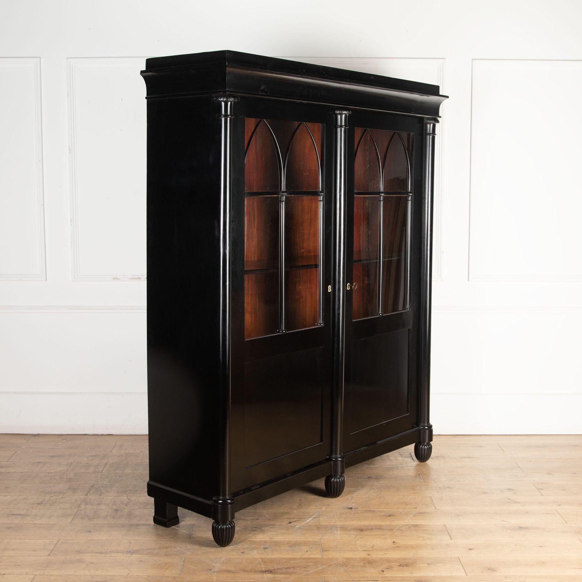 Wood 19th Century French Empire Period Ebonized Bookcase For Sale