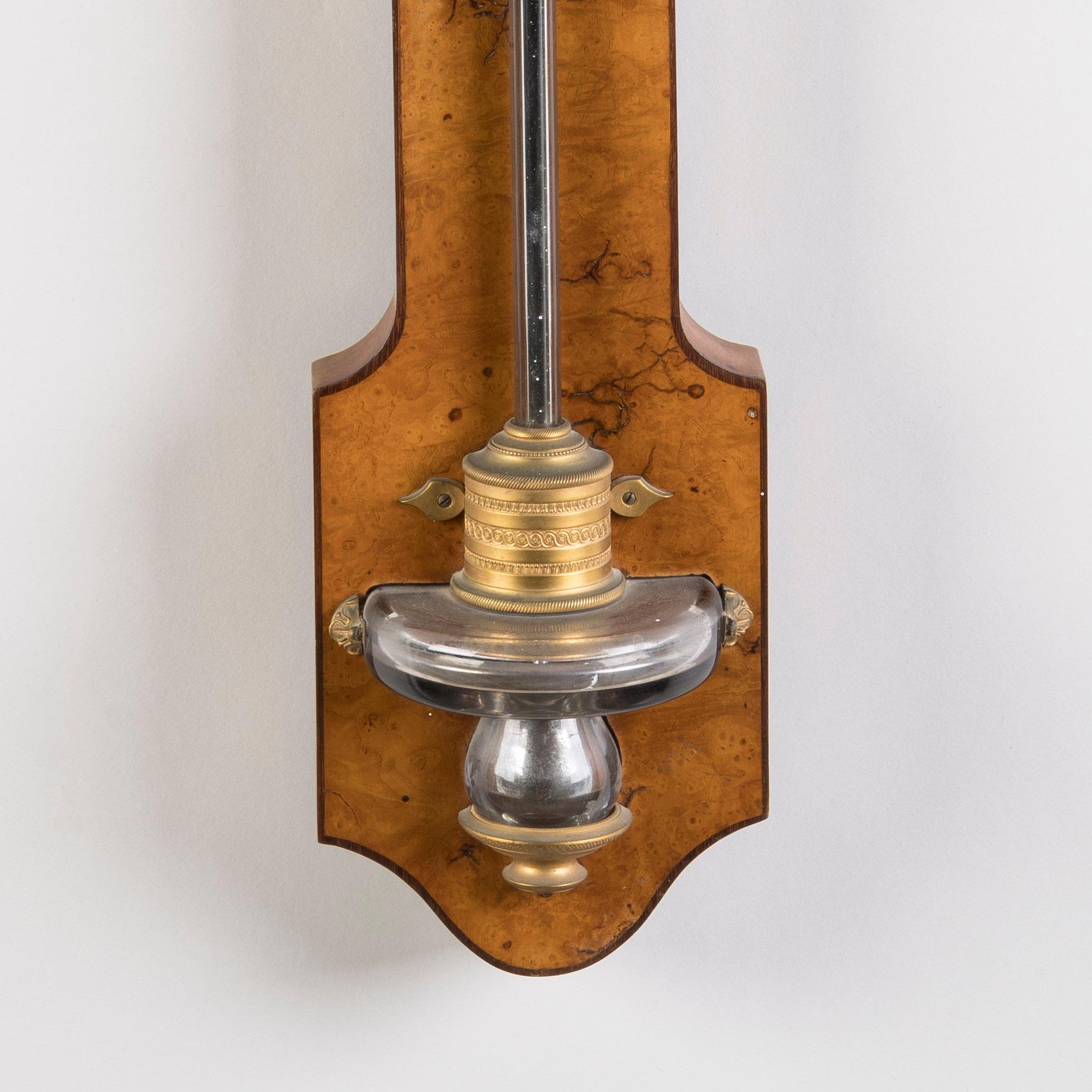 19th Century 19th century French Empire Period Elm Barometer signed Gabriel For Sale