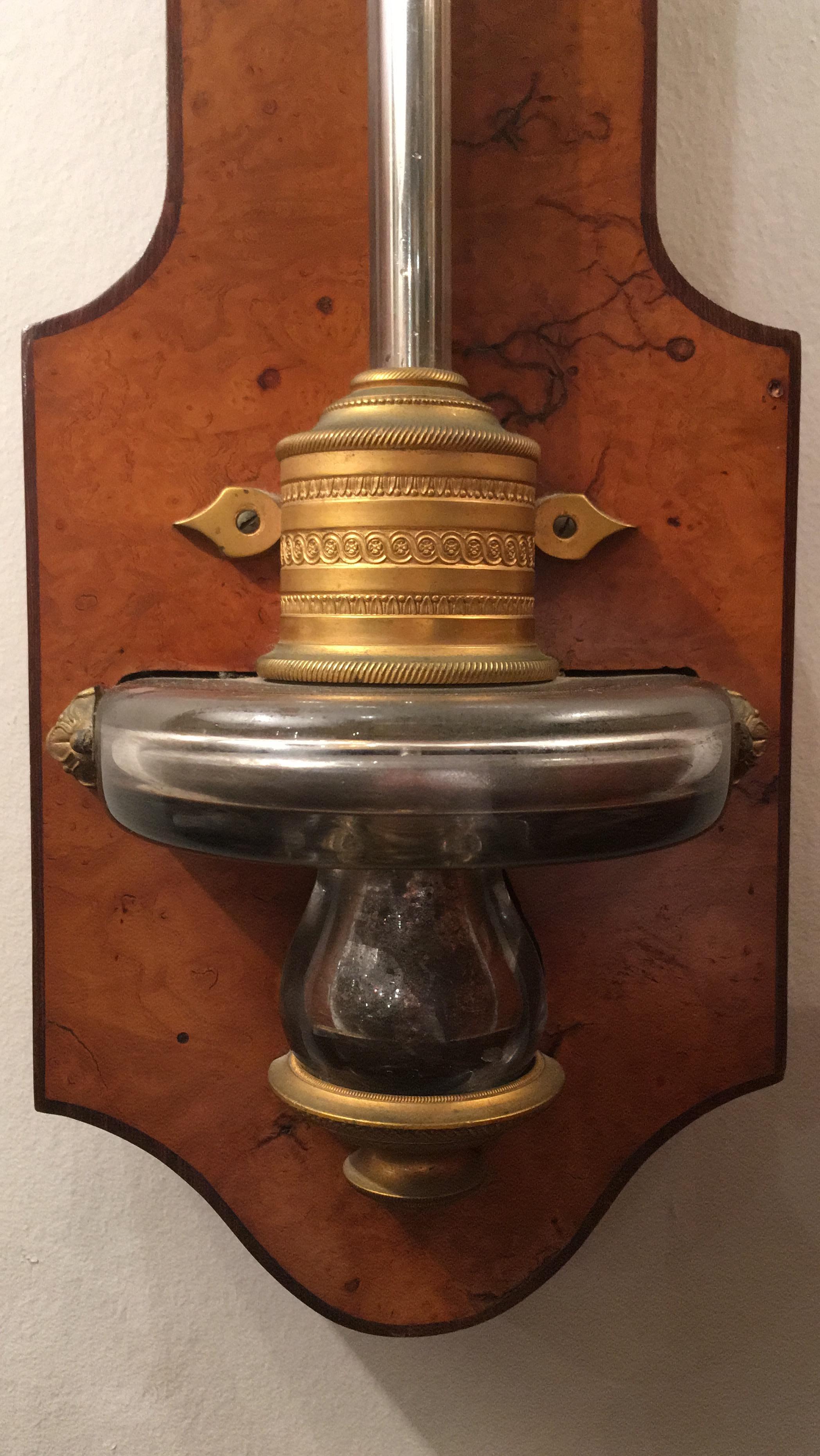 19th century French Empire Period Elm Barometer signed Gabriel For Sale 2