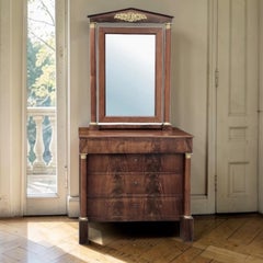 19th Century French Empire Period Mahogany Dresser with Mirror