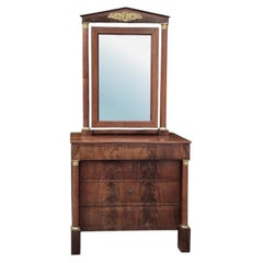 19th Century French Empire Period Mahogany Dresser with Mirror
