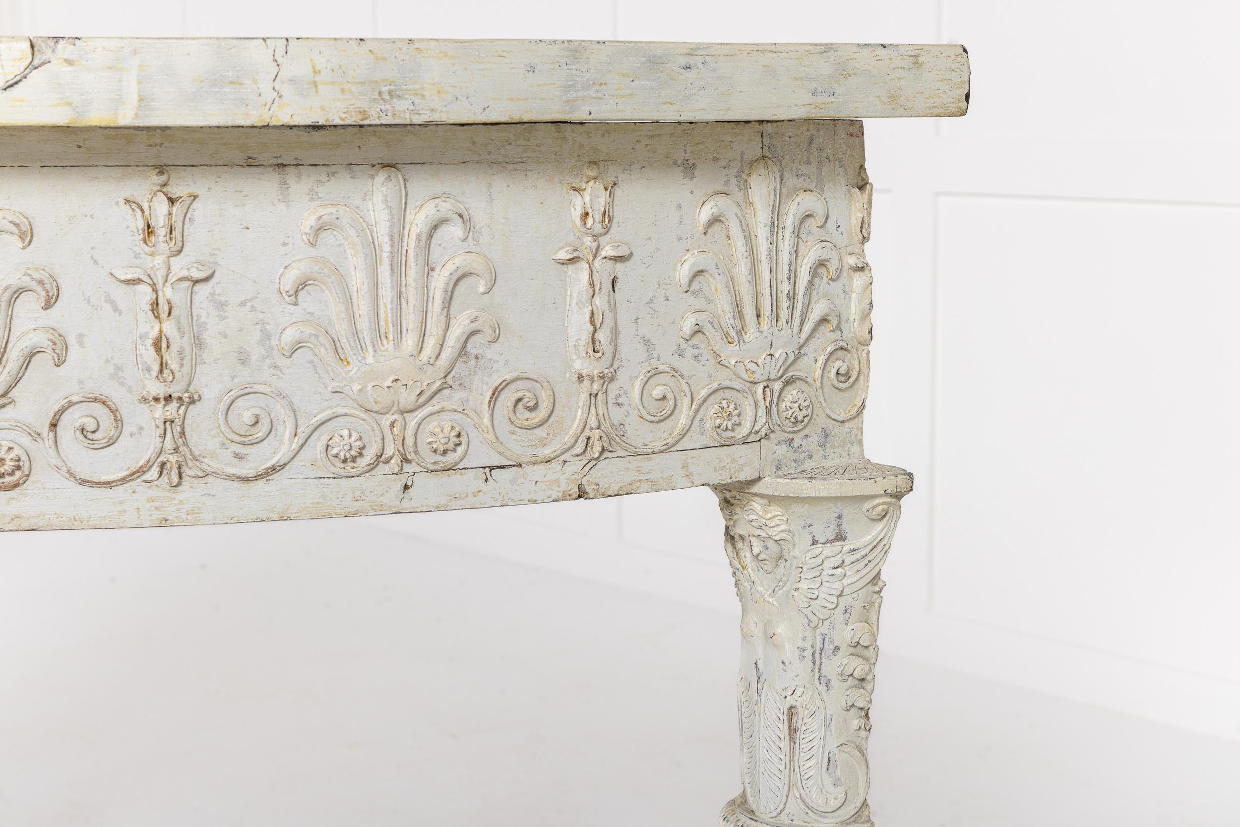 19th Century French Empire Period Painted Demi Lune Console Table For Sale 1