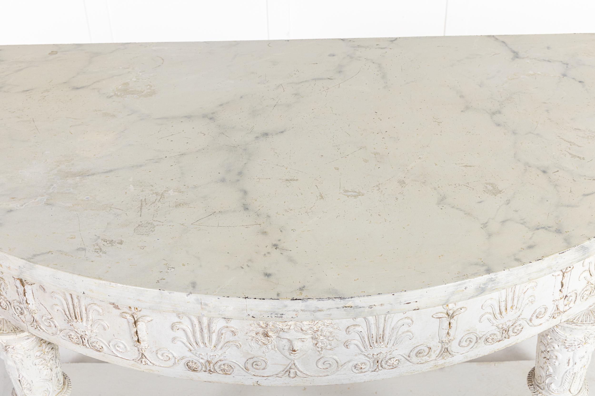 19th Century French Empire Period Painted Demi Lune Console Table For Sale 2