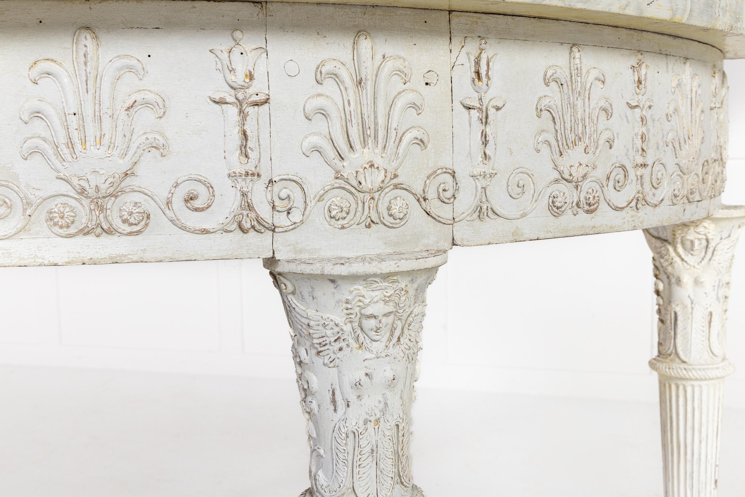 19th Century French Empire Period Painted Demi Lune Console Table For Sale 3