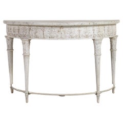19th Century French Empire Period Painted Demi Lune Console Table