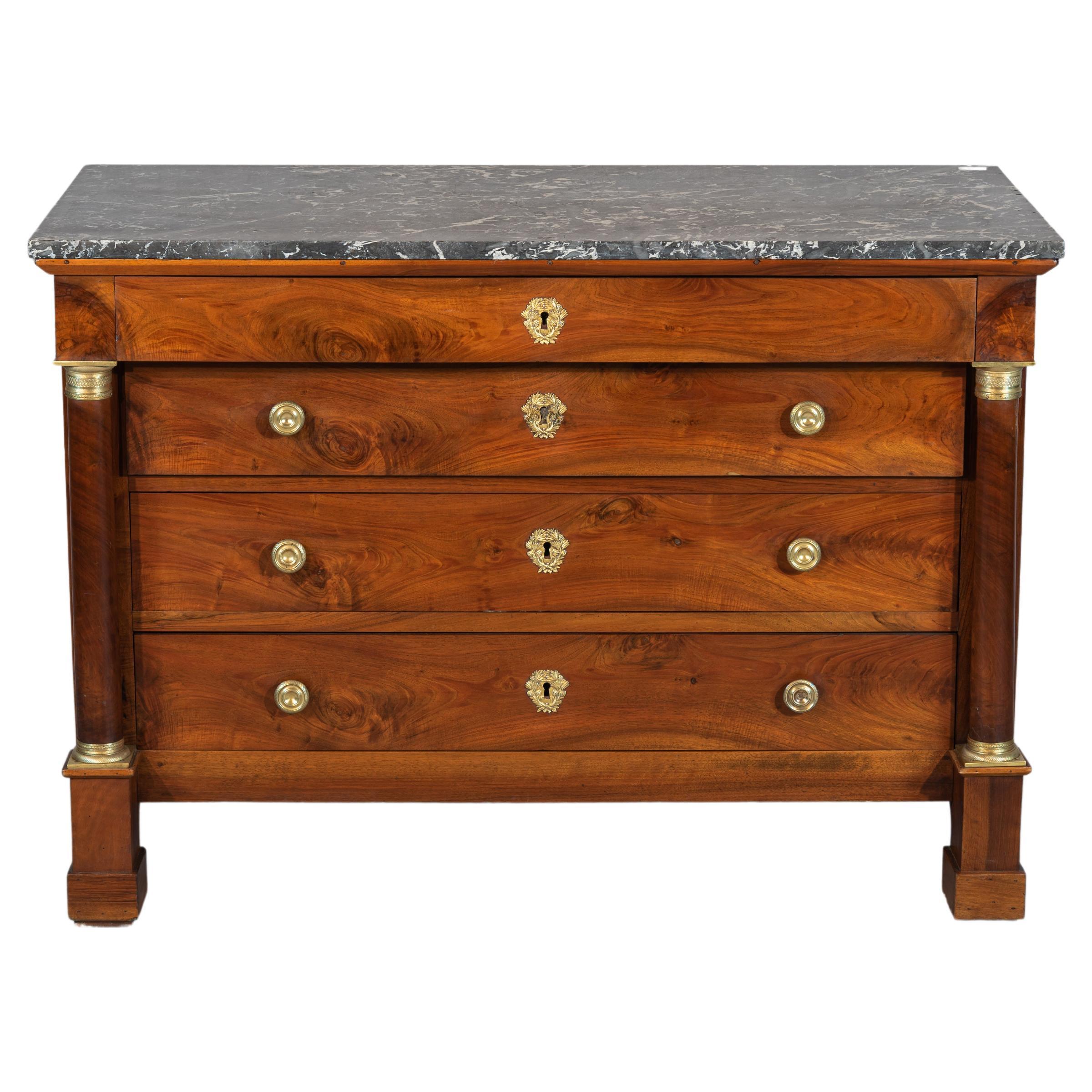 19th Century French Empire Period Walnut Commode For Sale