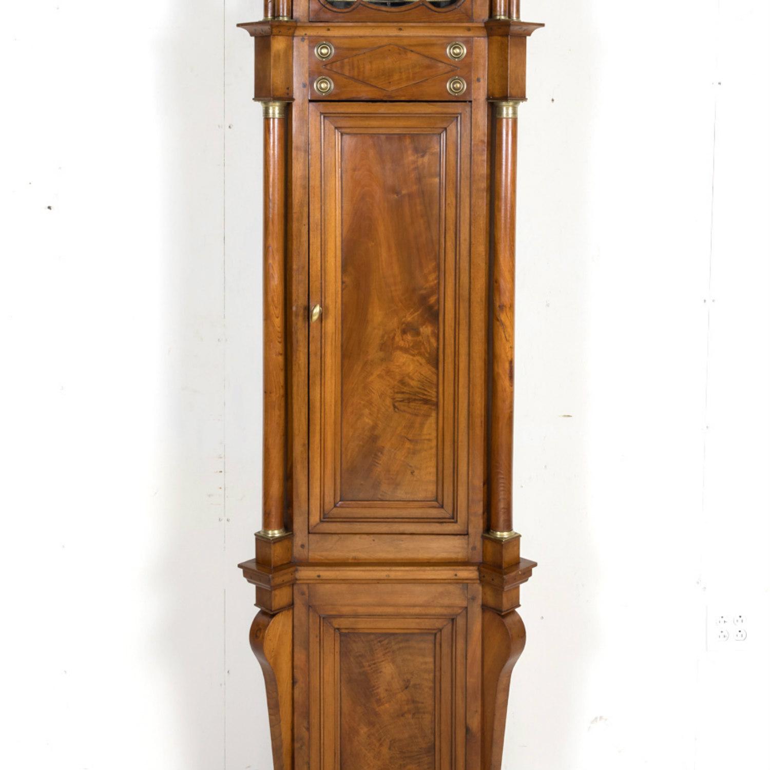 19th Century French Empire Period Walnut Eight-Day Comtoise Longcase Clock For Sale 5