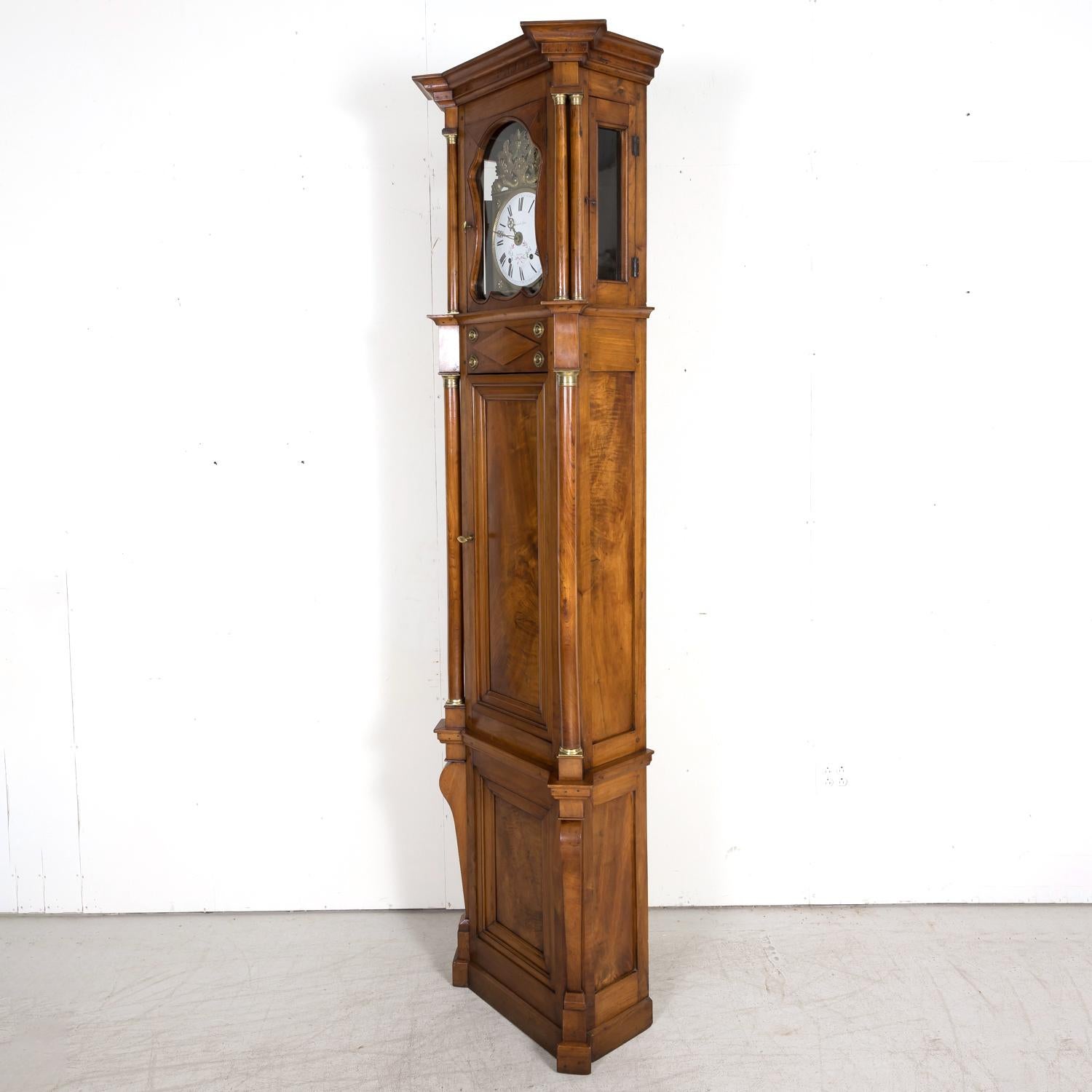 19th Century French Empire Period Walnut Eight-Day Comtoise Longcase Clock For Sale 13