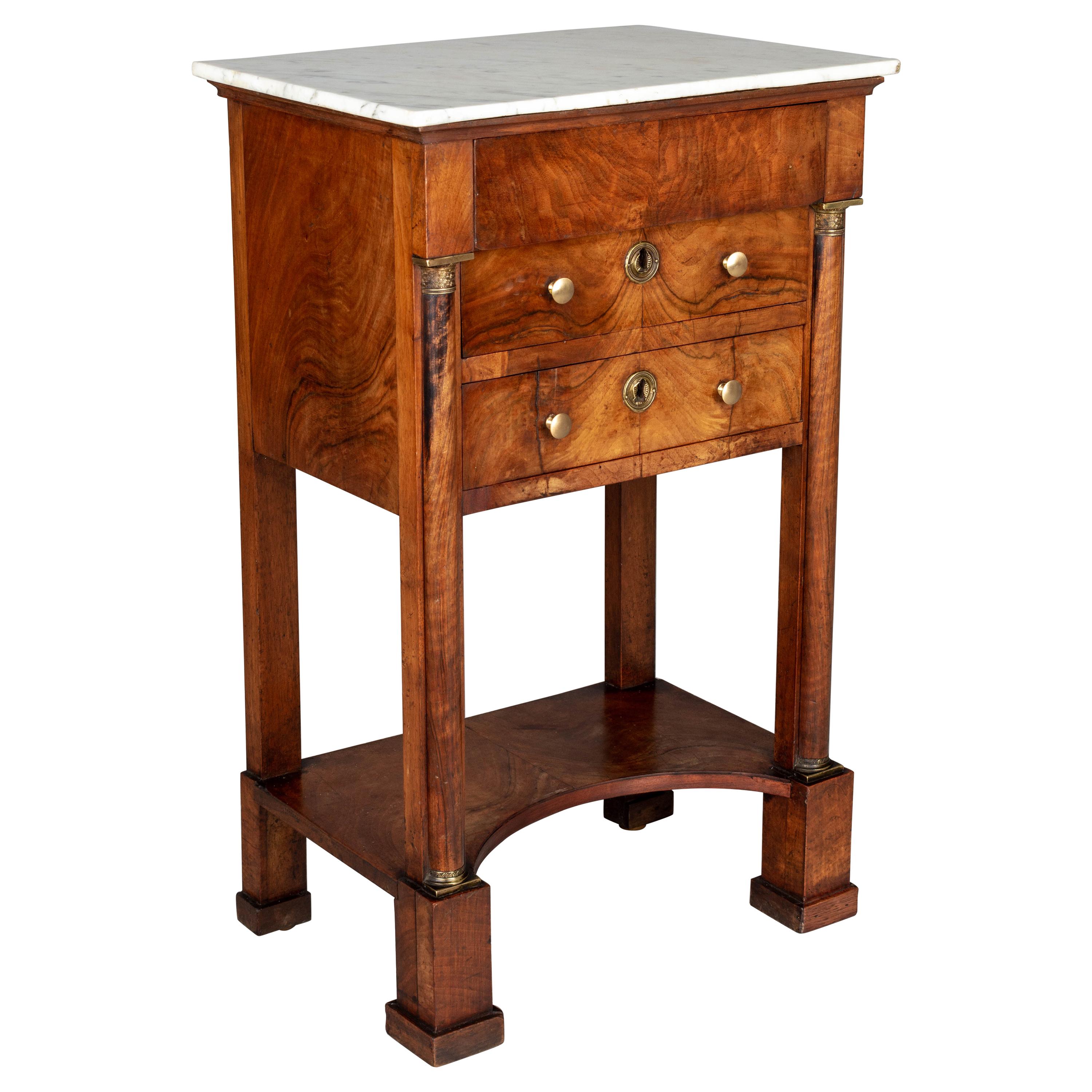 19th Century French Empire Period Walnut Side Table For Sale