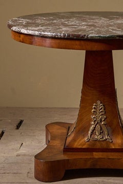19th Century French empire Red marble and mahogany gueridon table