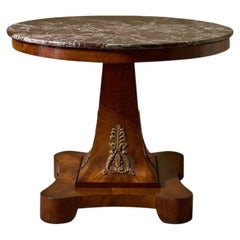 19th Century French empire Red marble and mahogany gueridon table