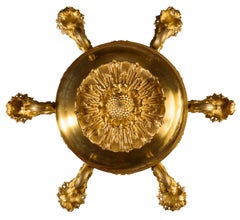 Antique French Empire Revival Bronze 6 Light Chandelier, Sculptural Detailing