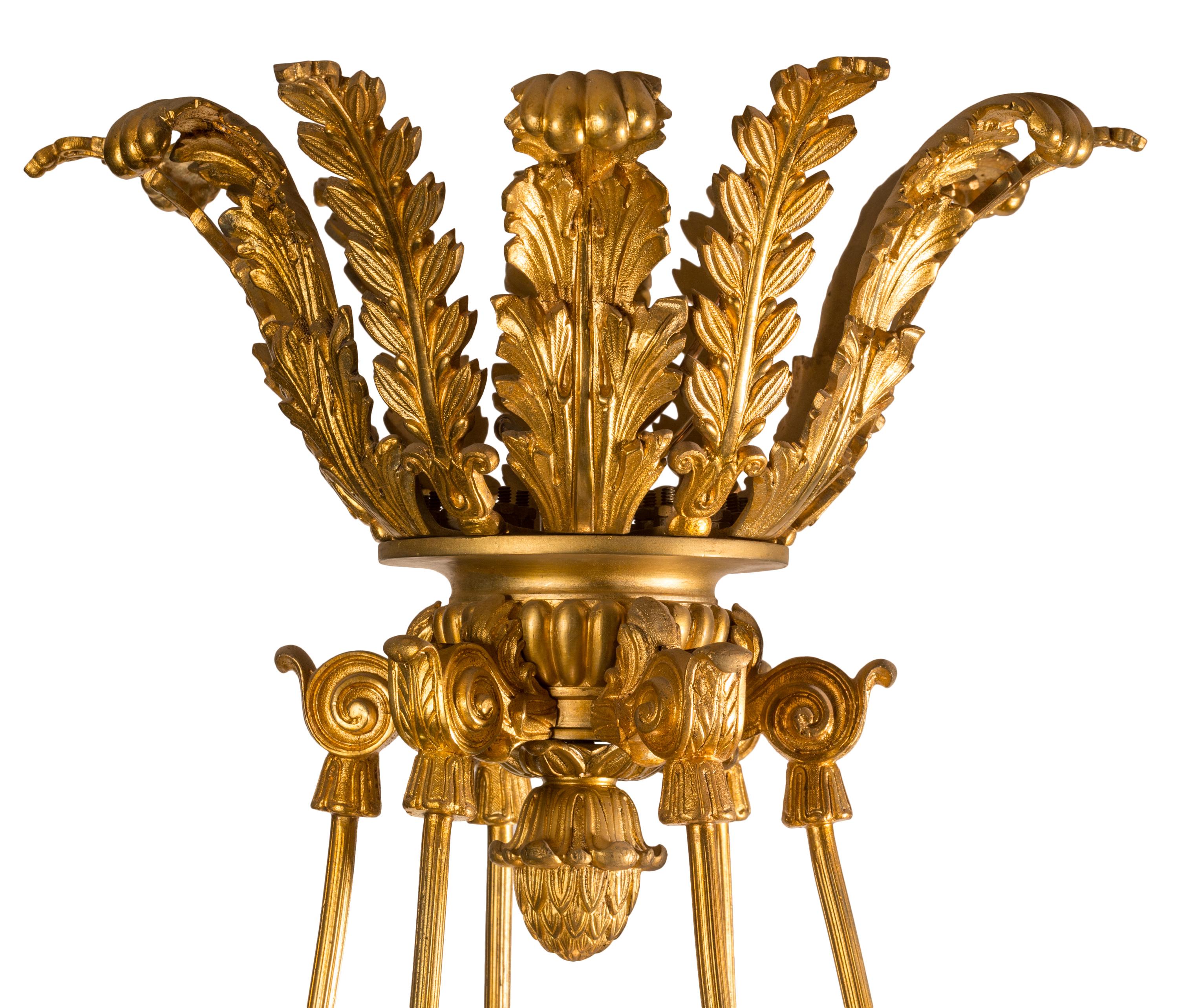 Antiker französischer Ormolu-Bronze-Kronleuchter im Empire-Revival-Stil des 19. Jahrhunderts  (Französisch) im Angebot