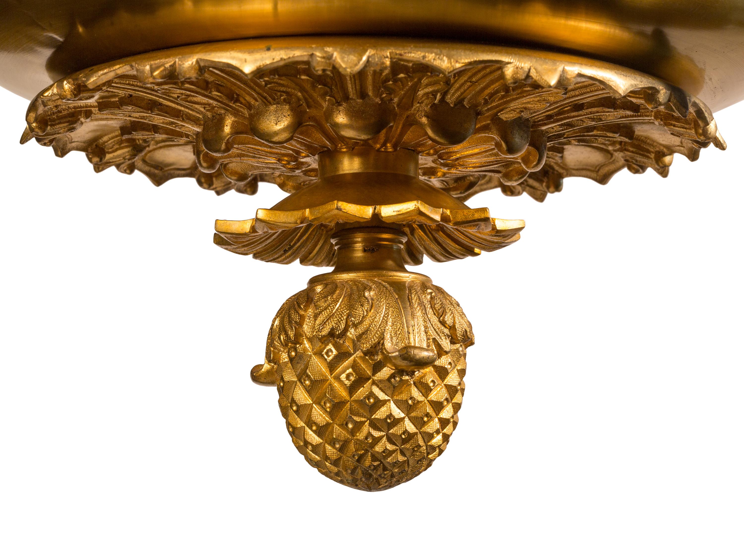 Cast 19th Century Antique French Empire Revival Style Ormolu Bronze Chandelier  For Sale