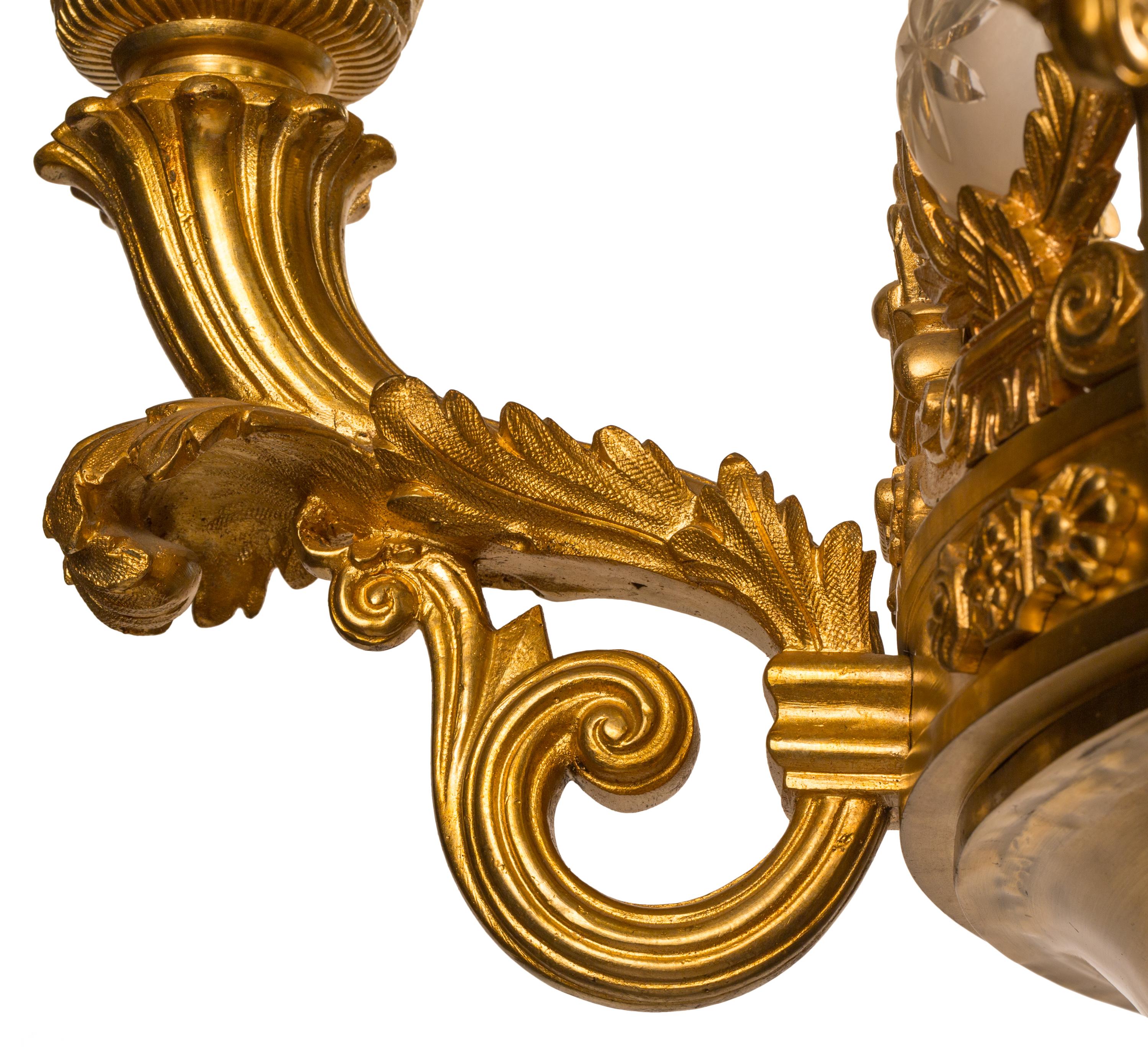 Antiker französischer Ormolu-Bronze-Kronleuchter im Empire-Revival-Stil des 19. Jahrhunderts  im Angebot 1