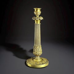 19th Century French Empire Revival Gilt Bronze Candlestick - 11 In