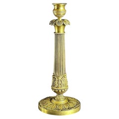 19th Century French Empire Revival Gilt Bronze Candlestick - 11 In