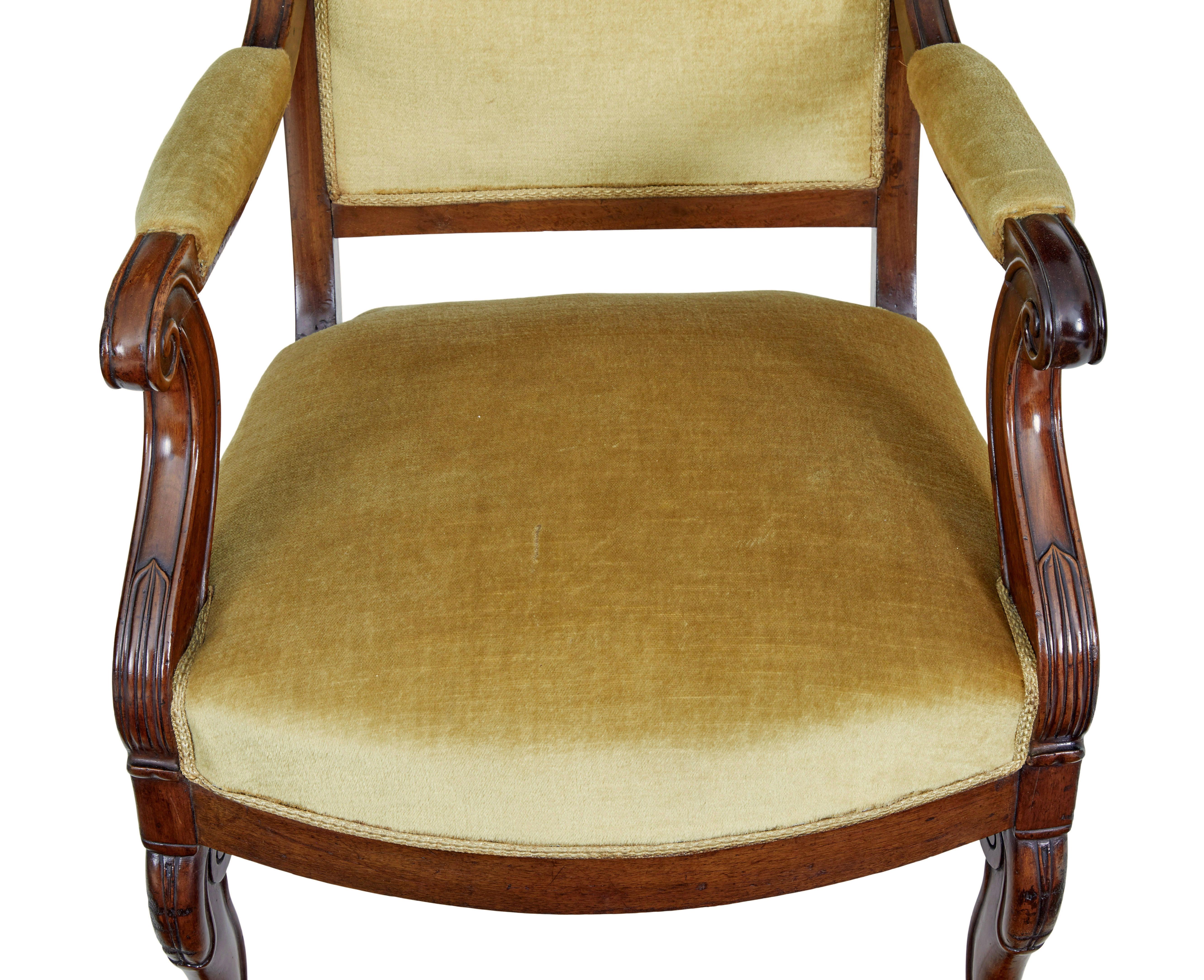 19th century French empire revival mahogany armchair For Sale 1