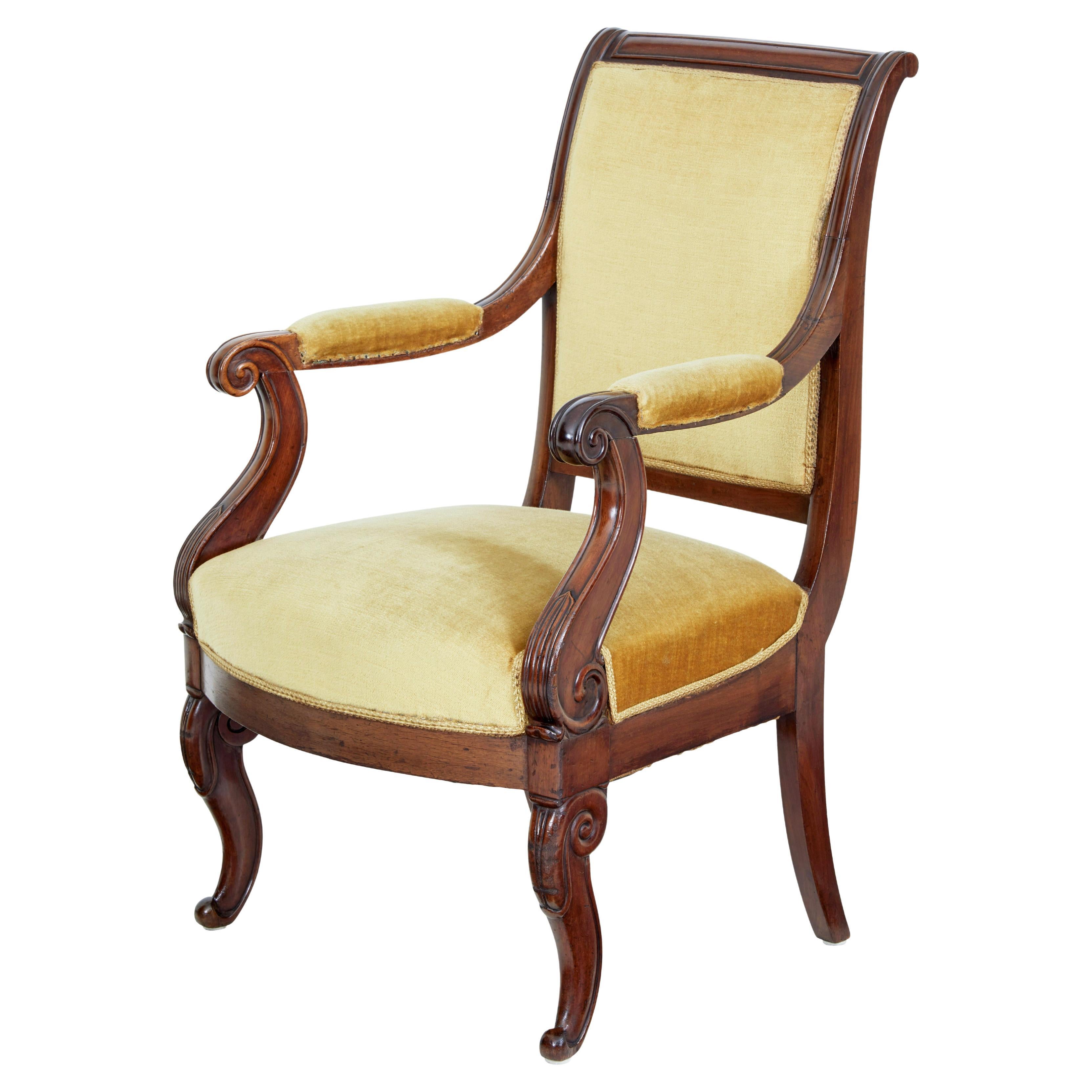 19th century French empire revival mahogany armchair