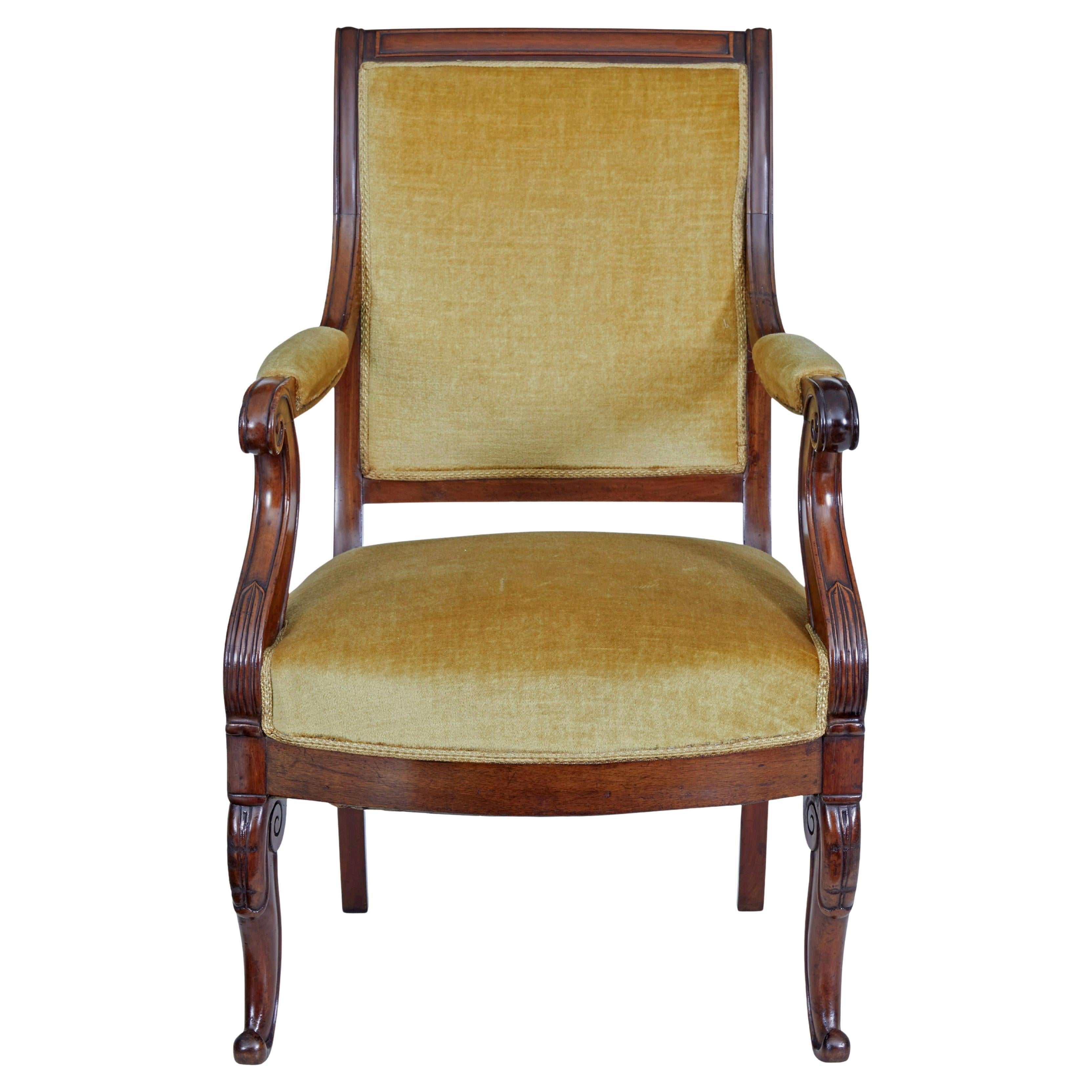 19th century French empire revival mahogany armchair