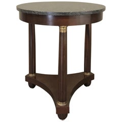 19th Century French Empire Round Marble-Top End Table