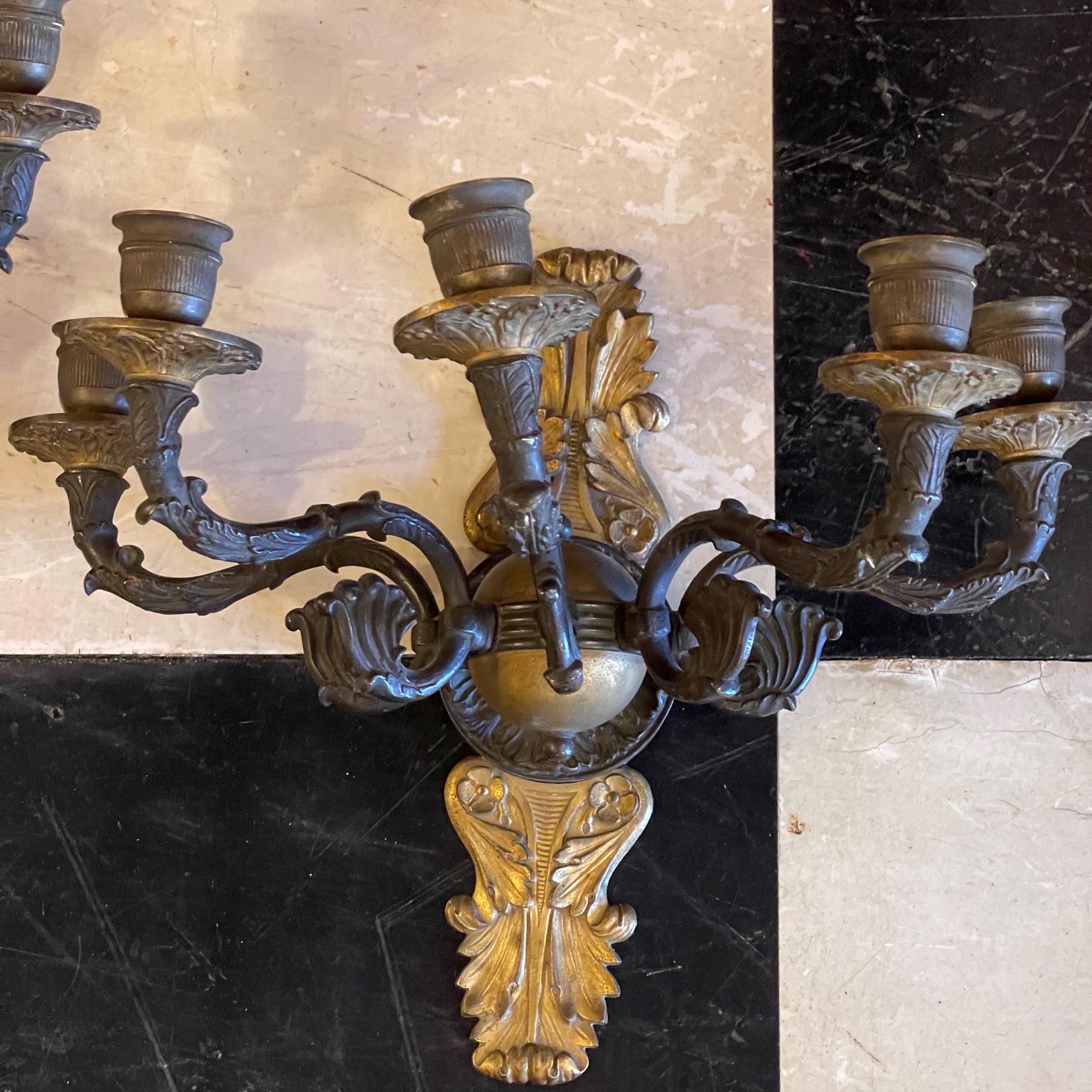 Bronze 19th Century French Empire Sconces - a Pair For Sale