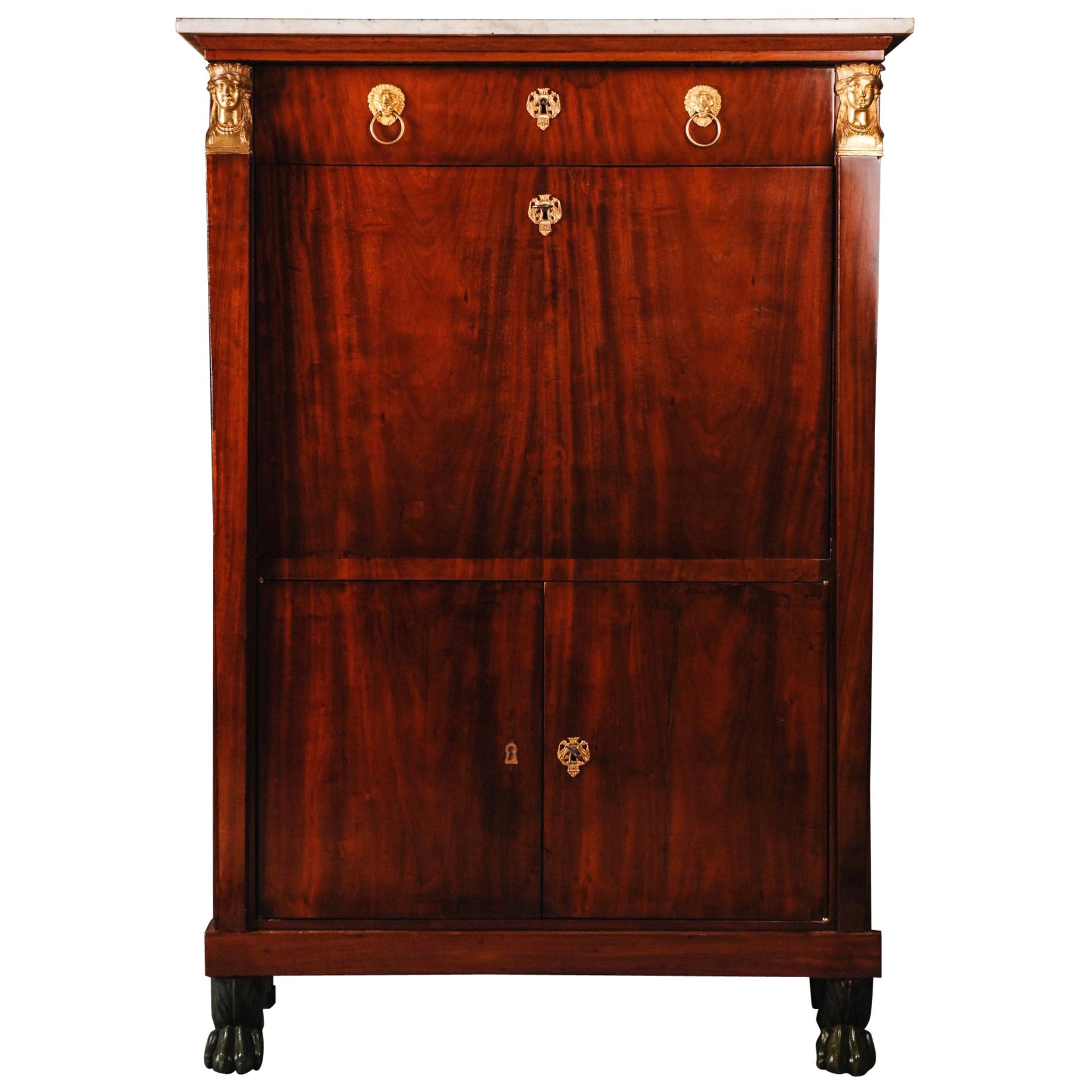19th Century French Empire Secretary from Countess of Schulenburg-Wolfsburg For Sale
