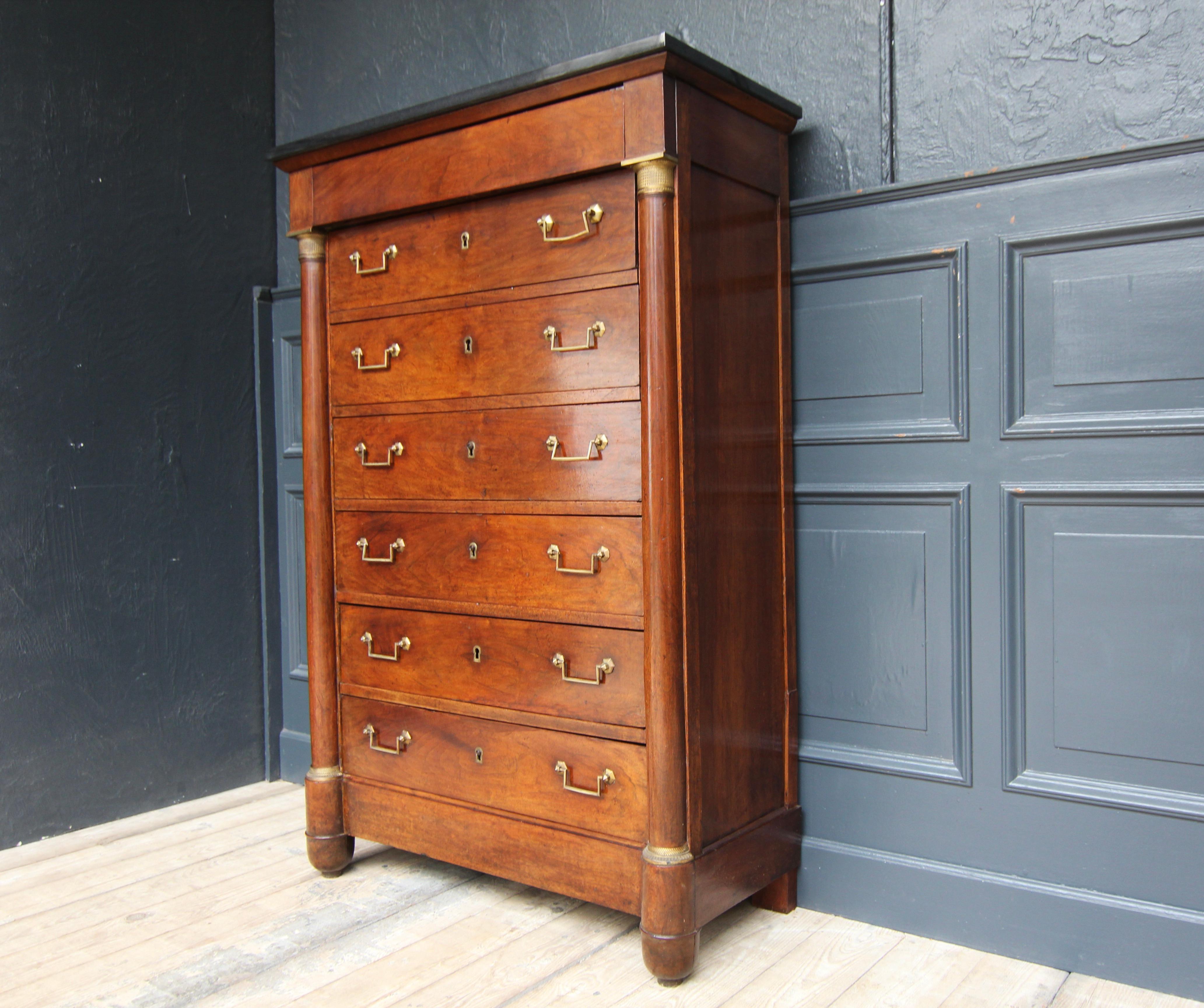 Brass 19th Century French Empire Semainier Chest of Drawers