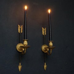 19th Century French Empire Set of Ormolu or Doré Bronze Arrow Wall Sconces