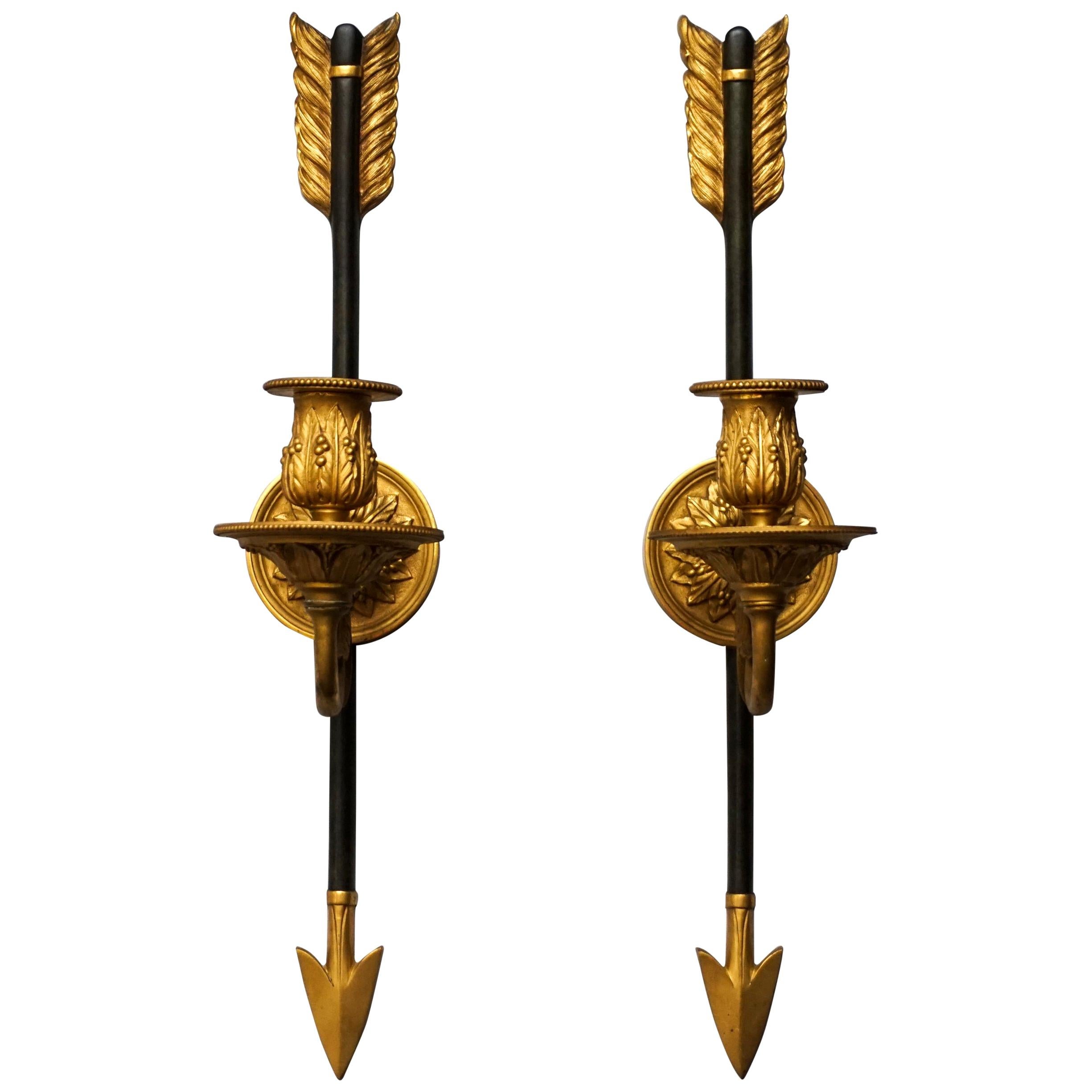 19th Century French Empire Set of Ormolu or Doré Bronze Arrow Wall ...