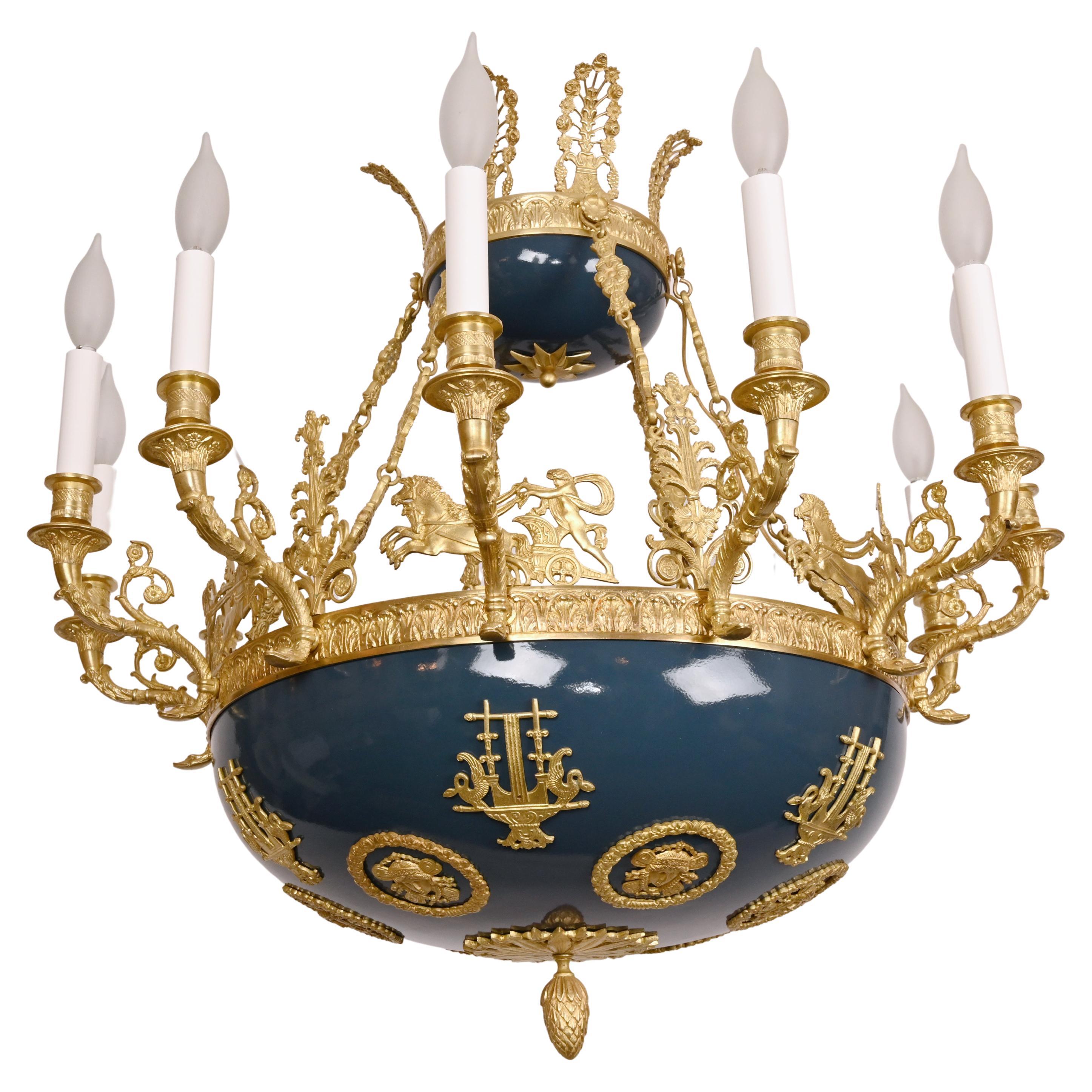 19th Century French Empire Style Light Chandelier For Sale