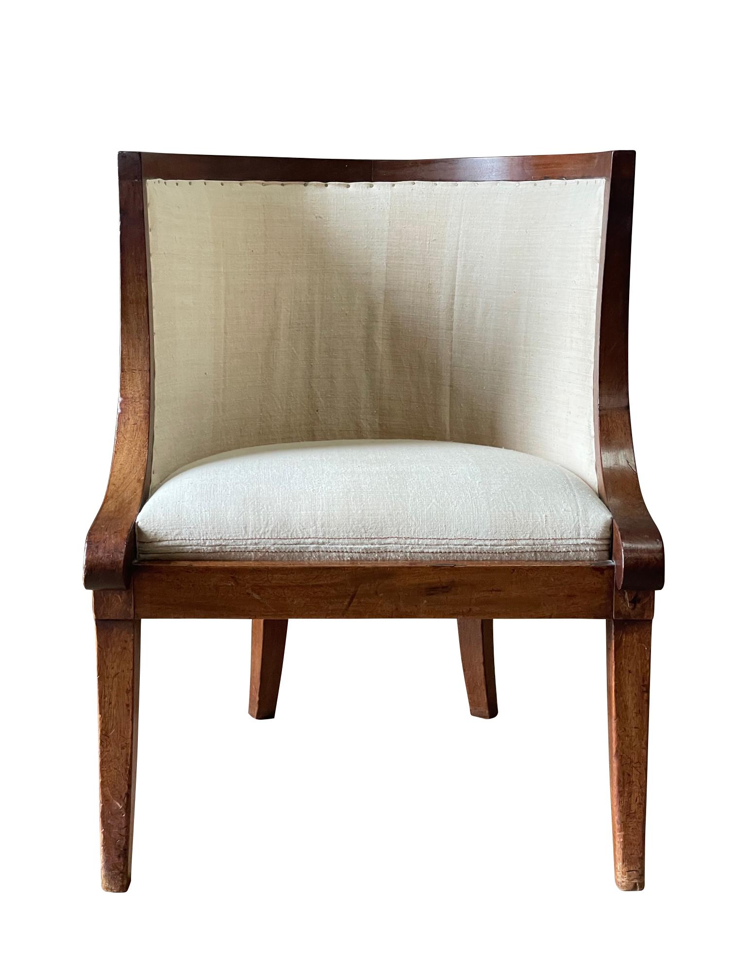 19th Century French Empire Single Barrel Back Chair, France In Good Condition In New York, NY