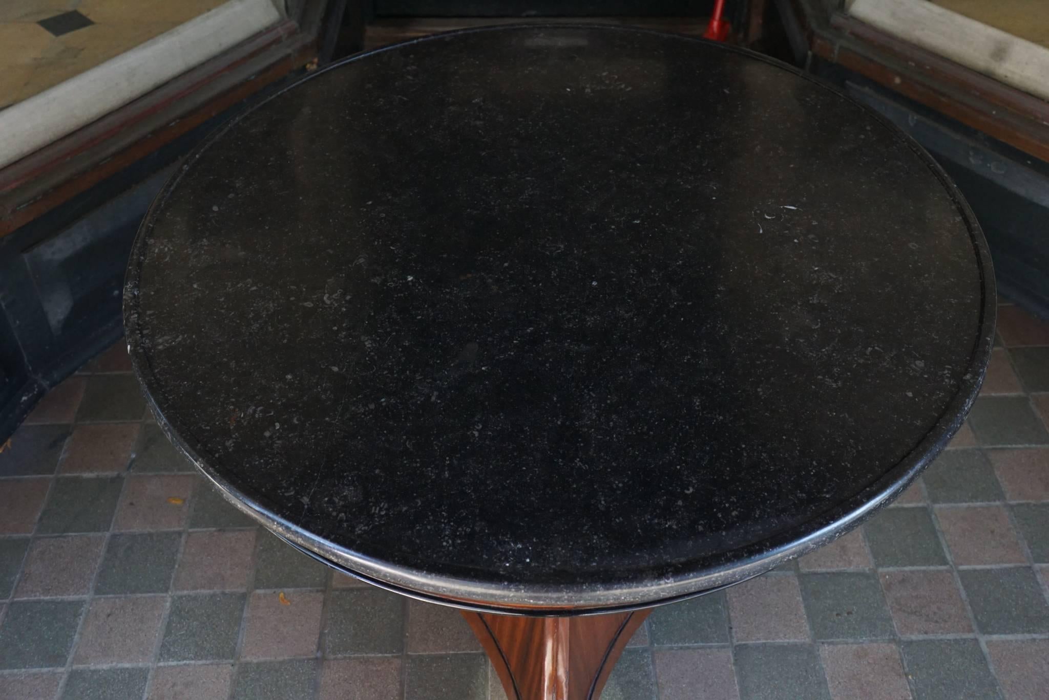 Veneer 19th Century  French Empire Small Marble-Topped Table For Sale
