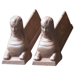 19th Century French Empire Sphinx Andirons or Firedogs