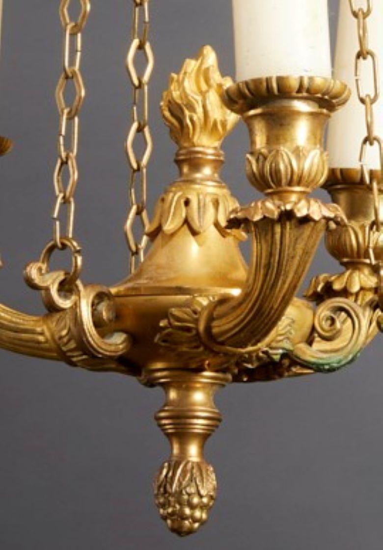Late 19th Century 19th Century French Empire Style 3-Arm Light Fixture with Flame Finial