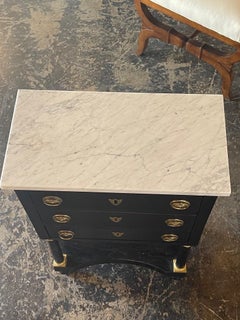 19th Century French Empire Style Black Lacquered Narrow Side Table