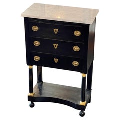 19th Century French Empire Style Black Lacquered Narrow Side Table