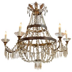 19th Century French Empire Style Bronze and Crystal Chandelier
