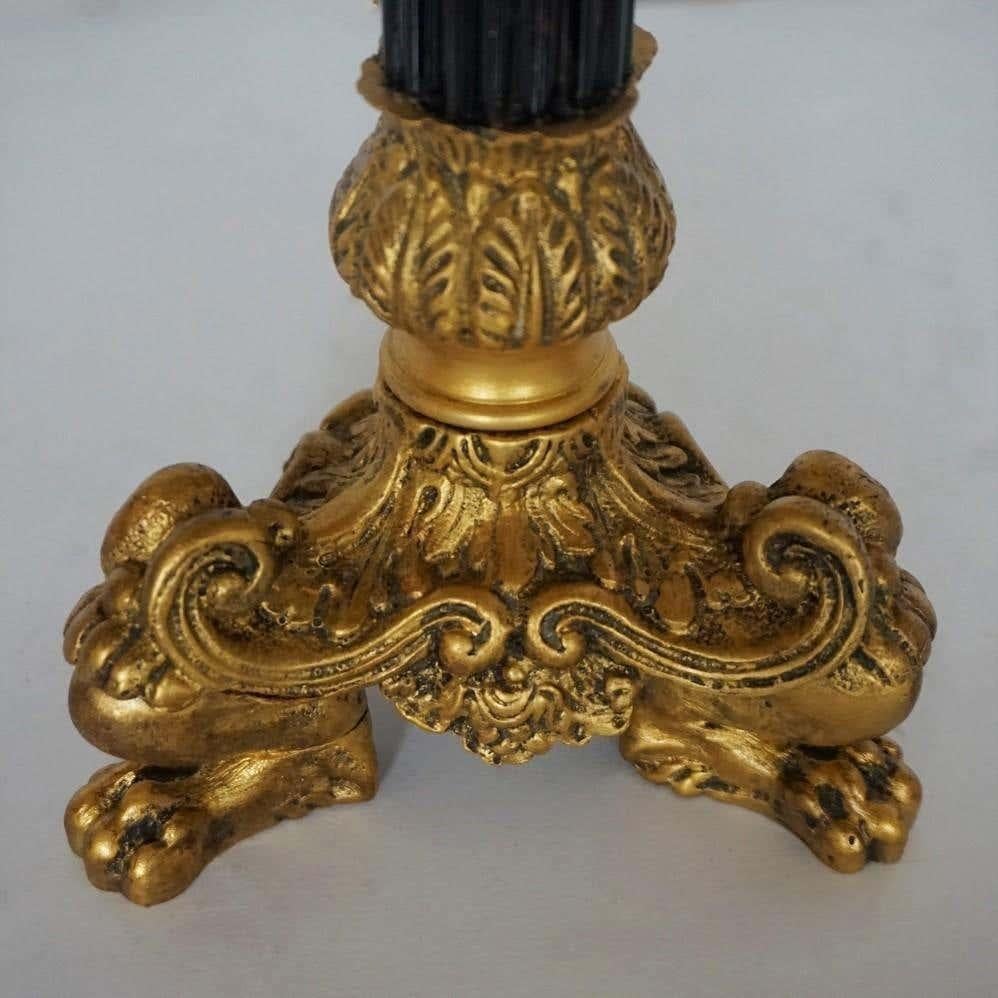 Metal 19th Century French Empire Style Bronze Column Candelabra Two-Light Table Lamp