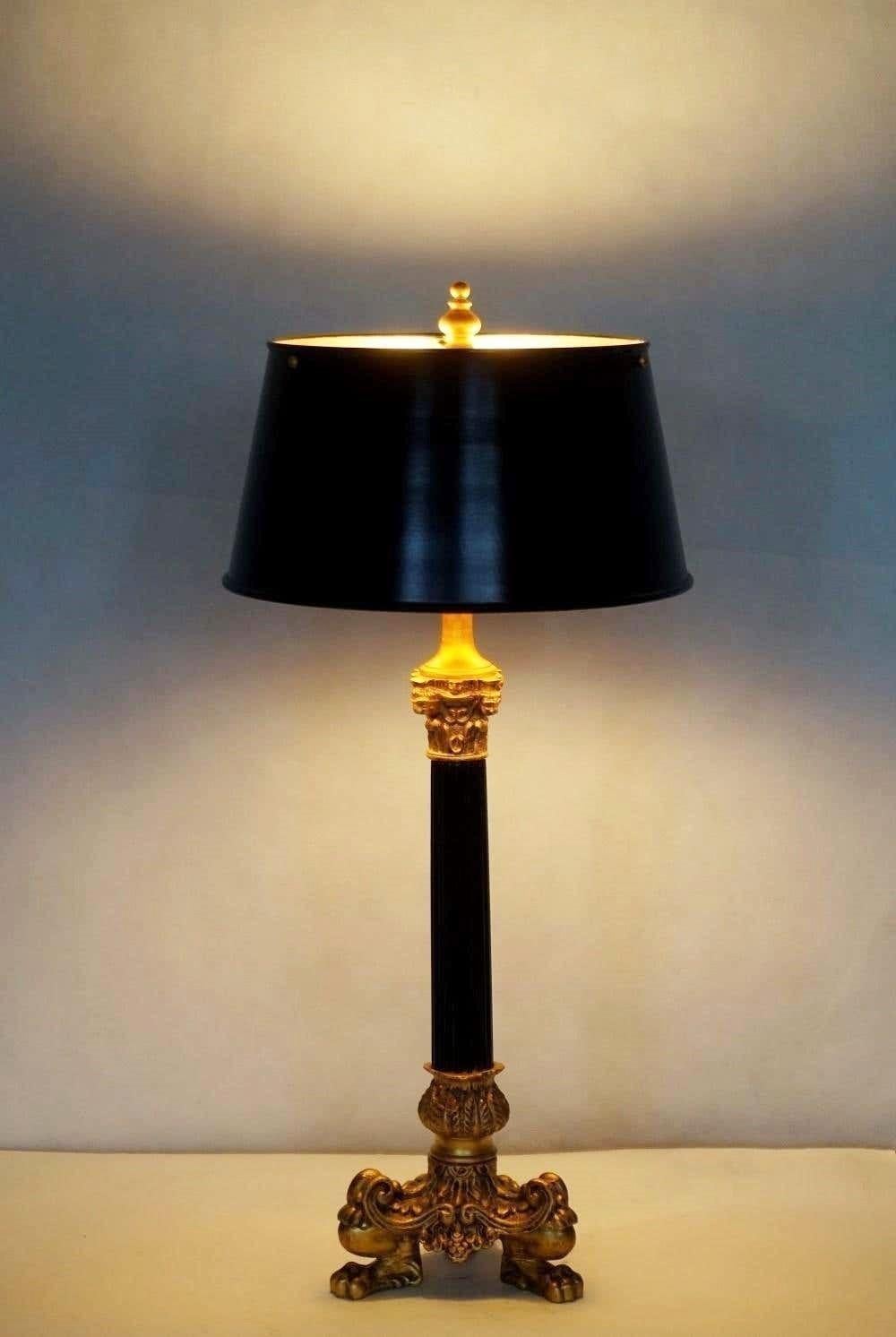19th Century French Empire Style Bronze Column Candelabra Two-Light Table Lamp 2