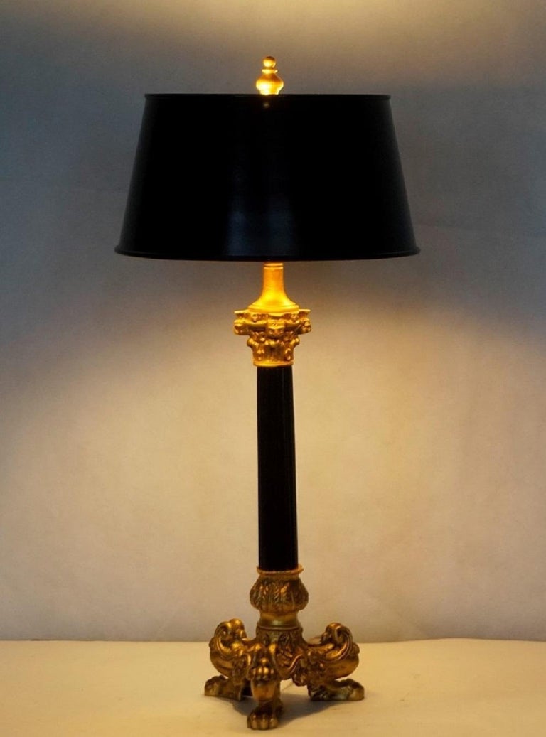 19th Century French Empire Style Bronze Column Candelabra TwoLight